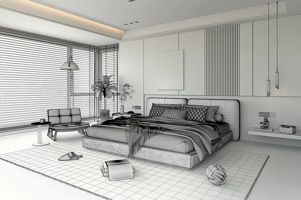 3D design San Jose with modern living room plan
